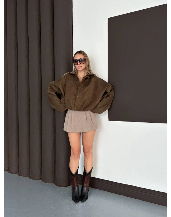 Süet Bomber Ceket - Yeşil