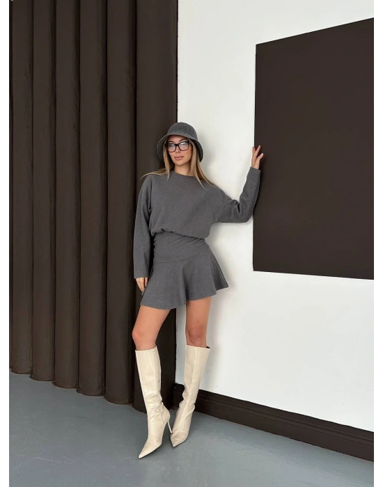 Zara Büzgüllü Elbise - Gri