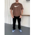 NKE AIR BASKI DETAY OVERSİZE TSHIRT -KAHVERENGİ