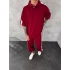 POLO YAKA ŞERİT DETAY BAGGY RAHAT KALIP EŞOFMAN TAKIM -KIRMIZI