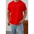 Basic Kollar Dar Kesim Tshirt - Kırmızı
