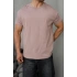 Basic Kollar Dar Kesim Kumaş Tshirt - Buz Menekşe
