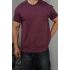 Basic Kollar Dar Kesim Kumaş Tshirt - Bordo