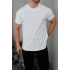Basic Kollar Dar Kesim Tshirt - Beyaz