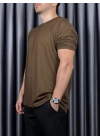 Kollar Dar Kesim Wuffle Kumaş Tshirt - Kahverengi