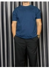 Basic Kollar Dar Kesim Tshirt - İndigo