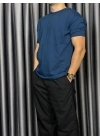 Basic Kollar Dar Kesim Tshirt - İndigo