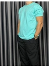 Basic Kollar Dar Kesim Tshirt - Mint Yeşili