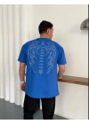 TAŞLI OVERSİZE TSHİRT -MAVİ