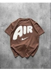 NKE AIR BASKI DETAY OVERSİZE TSHIRT -KAHVERENGİ