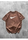 NKE AIR BASKI DETAY OVERSİZE TSHIRT -KAHVERENGİ