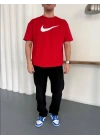 NKE AIR BASKI DETAY OVERSİZE TSHIRT -KIRMIZI