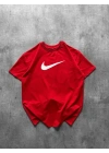 NKE AIR BASKI DETAY OVERSİZE TSHIRT -KIRMIZI