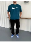 NKE AIR BASKI DETAY OVERSİZE TSHIRT -TURKUAZ