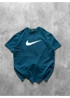 NKE AIR BASKI DETAY OVERSİZE TSHIRT -TURKUAZ