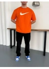 NKE AIR BASKI DETAY OVERSİZE TSHIRT -TURUNCU