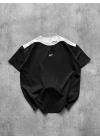 SWD NAKIŞ DETAY OVERSİZE TSHİRT -SİYAH