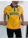 BRASİL POLO YAKA BASKI DETAY TSHİRT -SARI