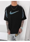 NKE NAKIŞ DETAY OVERSİZE TSHİRT -SİYAH