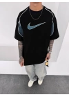 NKE NAKIŞ DETAY OVERSİZE TSHİRT -SİYAH