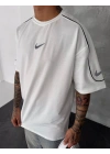 NKE REFLEKTÖR ARA BİLYELİ OVERSİZE TSHİRT -BEYAZ