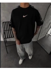 NKE REFLEKTÖR ARA BİLYELİ OVERSİZE TSHİRT -SİYAH