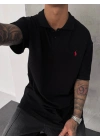 POLO YAKA OVERSİZE TSHİRT -SİYAH