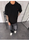 POLO YAKA OVERSİZE TSHİRT -SİYAH