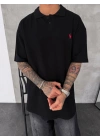 POLO YAKA OVERSİZE TSHİRT -SİYAH