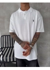 POLO YAKA OVERSİZE TSHİRT -BEYAZ