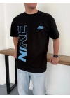 NKE BASKI DETAY OVERSİZE KALIP TSHİRT -SİYAH