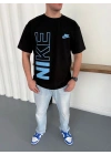 NKE BASKI DETAY OVERSİZE KALIP TSHİRT -SİYAH