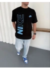 NKE BASKI DETAY OVERSİZE KALIP TSHİRT -SİYAH