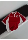 TÜRKİYEM NAKIŞ DETAY POLO YAKA OVERSİZE T-SHİRT - KIRMIZI