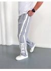 NKE 2 İPLİK ŞERİT DETAY BAGGY PAÇA LASTİKLİ EŞOFMAN - GRİ