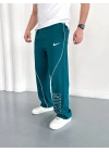 NKE 2 İPLİK ŞERİT DETAY BAGGY PAÇA LASTİKLİ EŞOFMAN - PETROL