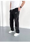 NKE 2 İPLİK ŞERİT DETAY BAGGY PAÇA LASTİKLİ EŞOFMAN - SİYAH