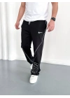 NKE 2 İPLİK ŞERİT DETAY BAGGY PAÇA LASTİKLİ EŞOFMAN - SİYAH