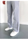 NKE 2 İPLİK ŞERİT DETAY BAGGY PAÇA LASTİKLİ EŞOFMAN - GRİ