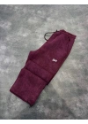 SWD YIKAMALI NAKIŞ 2 İPLİK BAGGY EŞOFMAN -BORDO