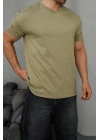 Basic Kollar Dar Kesim Tshirt - Zeytin Yeşili
