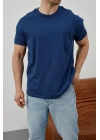 Basic Kollar Dar Kesim Tshirt - İndigo