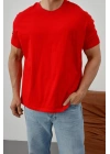 Basic Kollar Dar Kesim Tshirt - Kırmızı