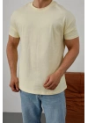 Basic Kollar Dar Kesim Kumaş Tshirt - Sarı