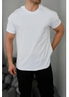 Basic Kollar Dar Kesim Tshirt - Beyaz