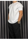 Basic Kollar Dar Kesim Tshirt - Beyaz