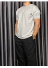 Basic Kollar Dar Kesim Tshirt - Gri