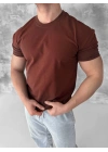 BASİC KOLLAR DAR KESİM TSHİRT - KAHVERENGİ