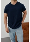 BASİC KOLLAR DAR KESİM Tshirt - LACİVERT