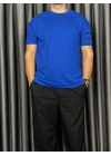 Basic Kollar Dar Kesim Tshirt - Mavi